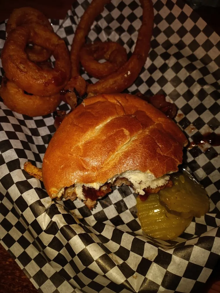 Burger and Onion Rings